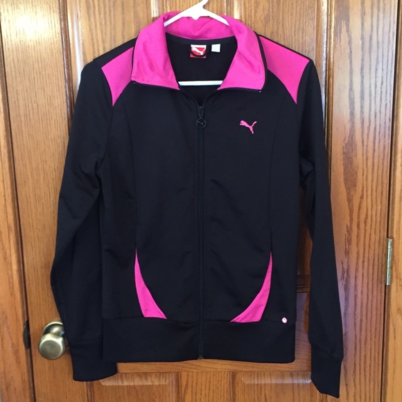 Puma Tops - Puma full zip track jacket black and pink size S